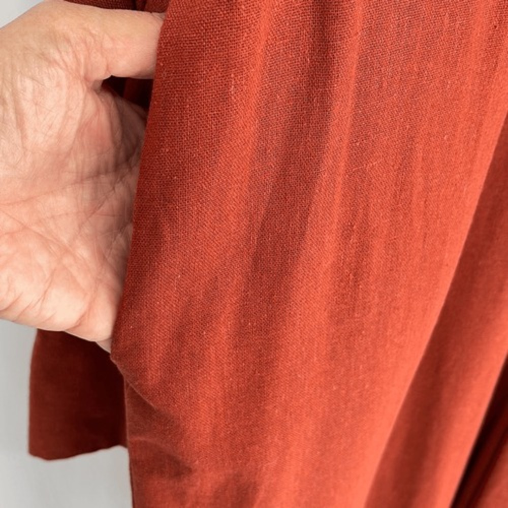 Free People Jumpsuit Womens XS Rust Orange Boho Wide Leg Linen Blend Long Sleeve - Picture 8 of 13